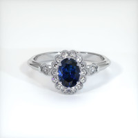 0.98 Ct. Blue Sapphire Ring, 14K White Gold 1