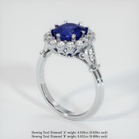 2.00 Ct. Blue Sapphire Ring, 14K White Gold 2