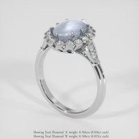 3.06 Ct. Blue Flash Moonstone Ring, 14K White Gold 2