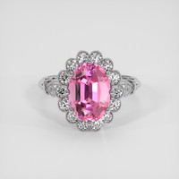 2.90 Ct. Pink Tourmaline Ring, 14K White Gold 1