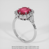 3.10 Ct. Reddish Pink Sapphire Ring, 14K White Gold 2