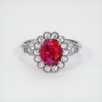 2.00 Ct. Pinkish Red Ruby Ring, 14K White Gold 1