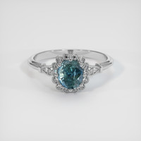 1.51 Ct. Bluish Green Sapphire Ring, 14K White Gold 1