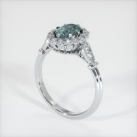 0.98 Ct. Bluish Green Sapphire Ring, 14K White Gold 2