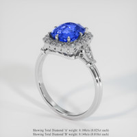 3.07 Ct. Blue Sapphire Ring, 18K White Gold 2