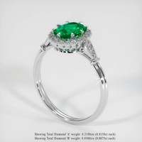 0.66 Ct. Emerald Ring, 18K White Gold 2
