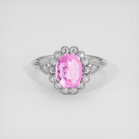 1.82 Ct. Pink Sapphire Ring, 18K White Gold 1