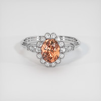 1.85 Ct. Padparadscha Sapphire Ring, 18K White Gold 1