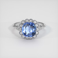 2.62 Ct. Blue Sapphire Ring, 18K White Gold 1