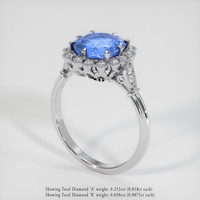 2.62 Ct. Blue Sapphire Ring, 18K White Gold 2