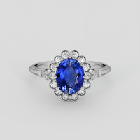 1.87 Ct. Blue Sapphire Ring, 18K White Gold 1