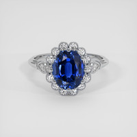 3.01 Ct. Blue Sapphire Ring, 18K White Gold 1