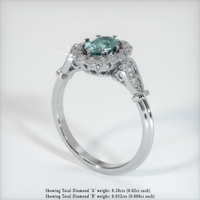 0.98 Ct. Bluish Green Sapphire Ring, 18K White Gold 2