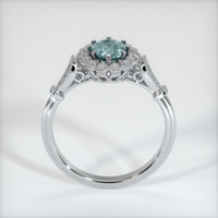 0.98 Ct. Bluish Green Sapphire Ring, 18K White Gold 3