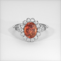 2.58 Ct. Orangish Brown Sapphire Ring, 18K White Gold 1