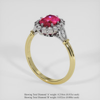 1.03 Ct. Pinkish Red Ruby Ring, 18K White & Yellow 2
