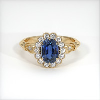 0.96 Ct. Blue Sapphire Ring, 14K Yellow Gold 1