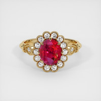 2.00 Ct. Pinkish Red Ruby Ring, 14K Yellow Gold 1