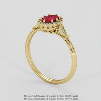 0.43 Ct. Pinkish Red Ruby Ring, 14K Yellow Gold 2