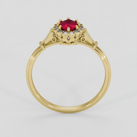 0.43 Ct. Pinkish Red Ruby Ring, 14K Yellow Gold 3