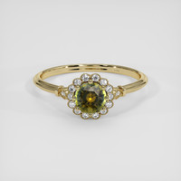 0.79 Ct. Yellowish Green Sapphire Ring, 14K Yellow Gold 1