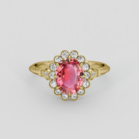 1.51 Ct. Padparadscha Sapphire Ring, 14K Yellow Gold 1