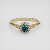 0.46 Ct. Bluish Green Sapphire Ring, 14K Yellow Gold 1