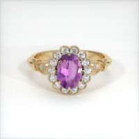 0.80 Ct. Pinkish Purple Sapphire Ring, 14K Yellow Gold 1