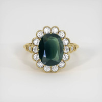3.55 Ct. Green Sapphire Ring, 14K Yellow Gold 1