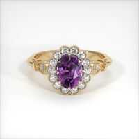 0.78 Ct. Pinkish Purple Sapphire Ring, 14K Yellow Gold 1