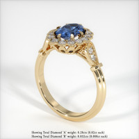 0.96 Ct. Blue Sapphire Ring, 18K Yellow Gold 2