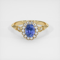 0.95 Ct. Blue Sapphire Ring, 18K Yellow Gold 1
