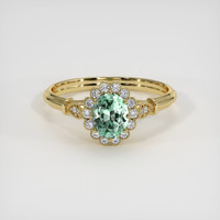 0.66 Ct. Emerald Ring, 18K Yellow Gold 1