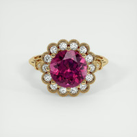 2.43 Ct. Purplish Pink Rhodolite Garnet Ring, 18K Yellow Gold 1