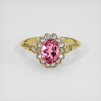 1.11 Ct. Pink Tourmaline Ring, 18K Yellow Gold 1