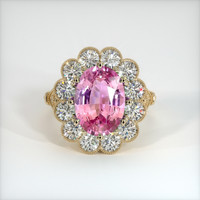 2.09 Ct. Pink Sapphire Ring, 18K Yellow Gold 1
