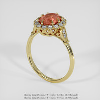 1.13 Ct. Padparadscha Sapphire Ring, 18K Yellow Gold 2