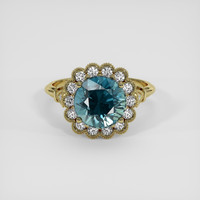 4.62 Ct. Greenish Blue Sapphire Ring, 18K Yellow Gold 1