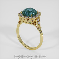 4.62 Ct. Greenish Blue Sapphire Ring, 18K Yellow Gold 2