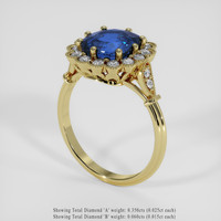 3.39 Ct. Blue Sapphire Ring, 18K Yellow Gold 2
