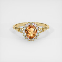 1.09 Ct. Orangish Brown Sapphire Ring, 18K Yellow Gold 1