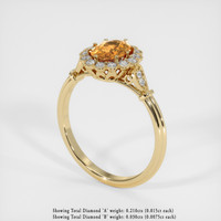 1.09 Ct. Orangish Brown Sapphire Ring, 18K Yellow Gold 2