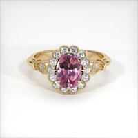 0.87 Ct. Pinkish Purple Sapphire Ring, 18K Yellow Gold 1