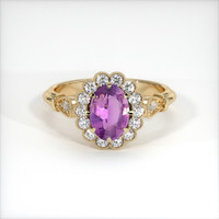 0.80 Ct. Pinkish Purple Sapphire Ring, 18K Yellow Gold 1