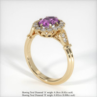 0.80 Ct. Pinkish Purple Sapphire Ring, 18K Yellow Gold 2