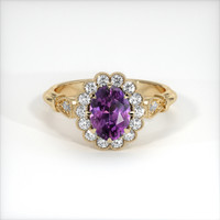 0.78 Ct. Pinkish Purple Sapphire Ring, 18K Yellow Gold 1
