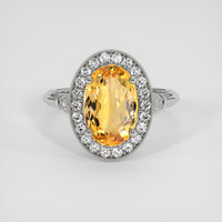 2.73 Ct. Golden Yellow Precious Topaz Ring, Platinum 950 1