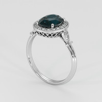 2.81 Ct. Bluish Green Sapphire Ring, Platinum 950 2