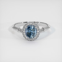 0.72 Ct. Greyish Blue Sapphire Ring, 10K White Gold 1