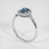 0.72 Ct. Greyish Blue Sapphire Ring, 10K White Gold 2